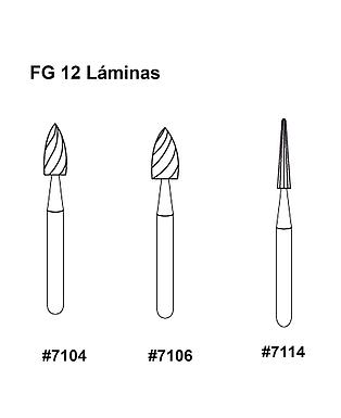 FRESA CARBIDE P/ACABADO (12) FG7114 CONICA PUNTIAGUDA RAZOR AMERICAN BURRS