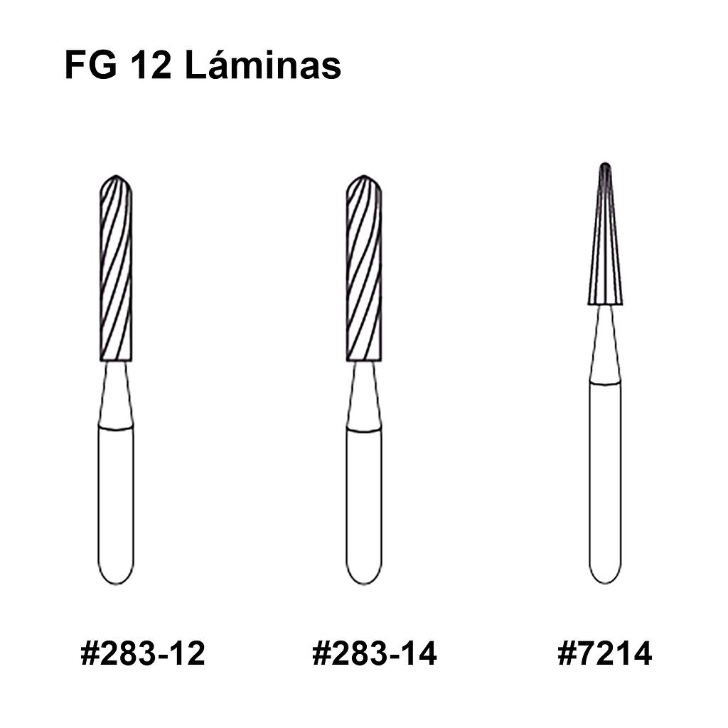 FRESA CARBIDE P/ACABADO (12) FG7214 CONICA PUNTIAGUDA RAZOR AMERICAN BURRS