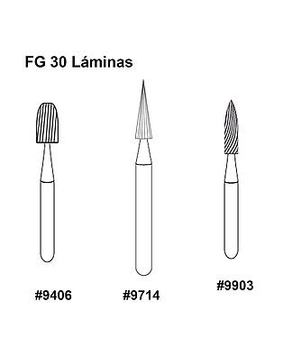 FRESA CARBIDE P/ACABADO (30)  FG9903 AGUJA RAZOR AMERICAN BURRS