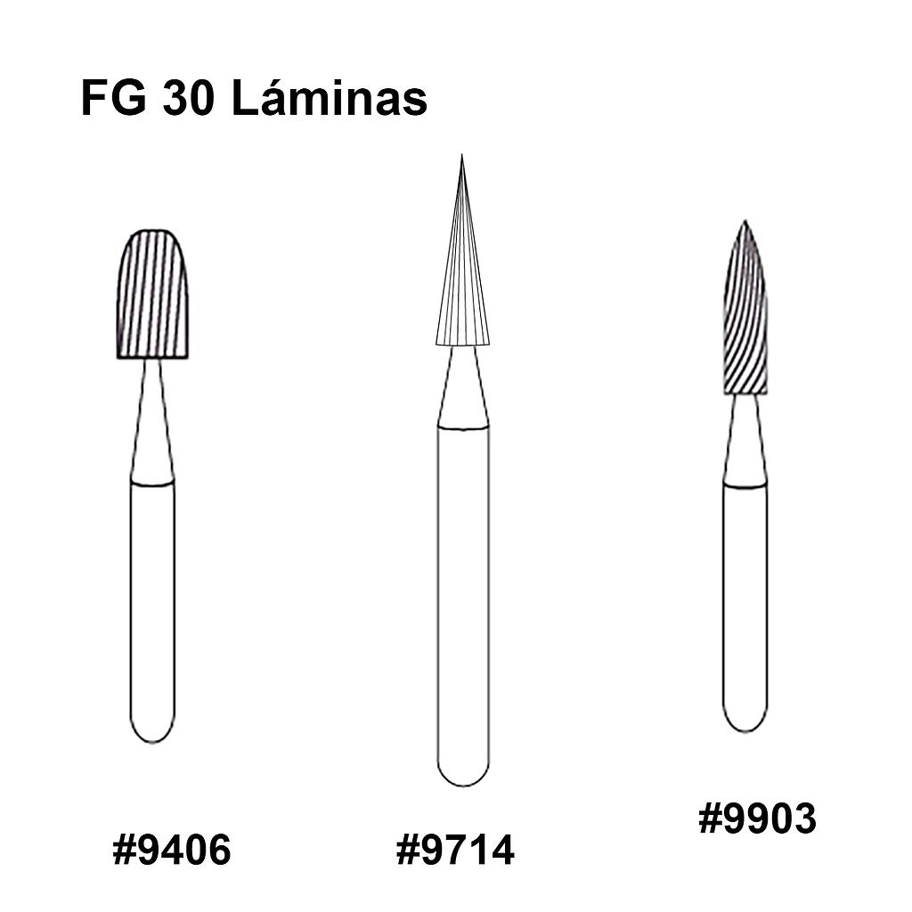 FRESA CARBIDE P/ACABADO (30)  FG9903 AGUJA RAZOR AMERICAN BURRS
