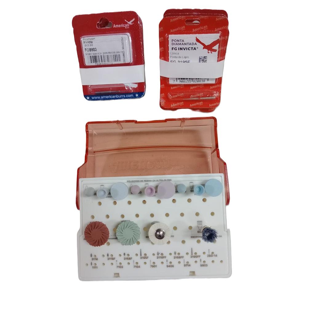 KIT ACADEMICO PUCMM POSTGRADO TERMINACION Y PULIDO MAESTRIA PROSTODONCIA E IMPLANTOLOGIA ORAL AMERICAN BURRS